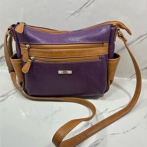 Koltov Purple and Tan Crossbody Bag